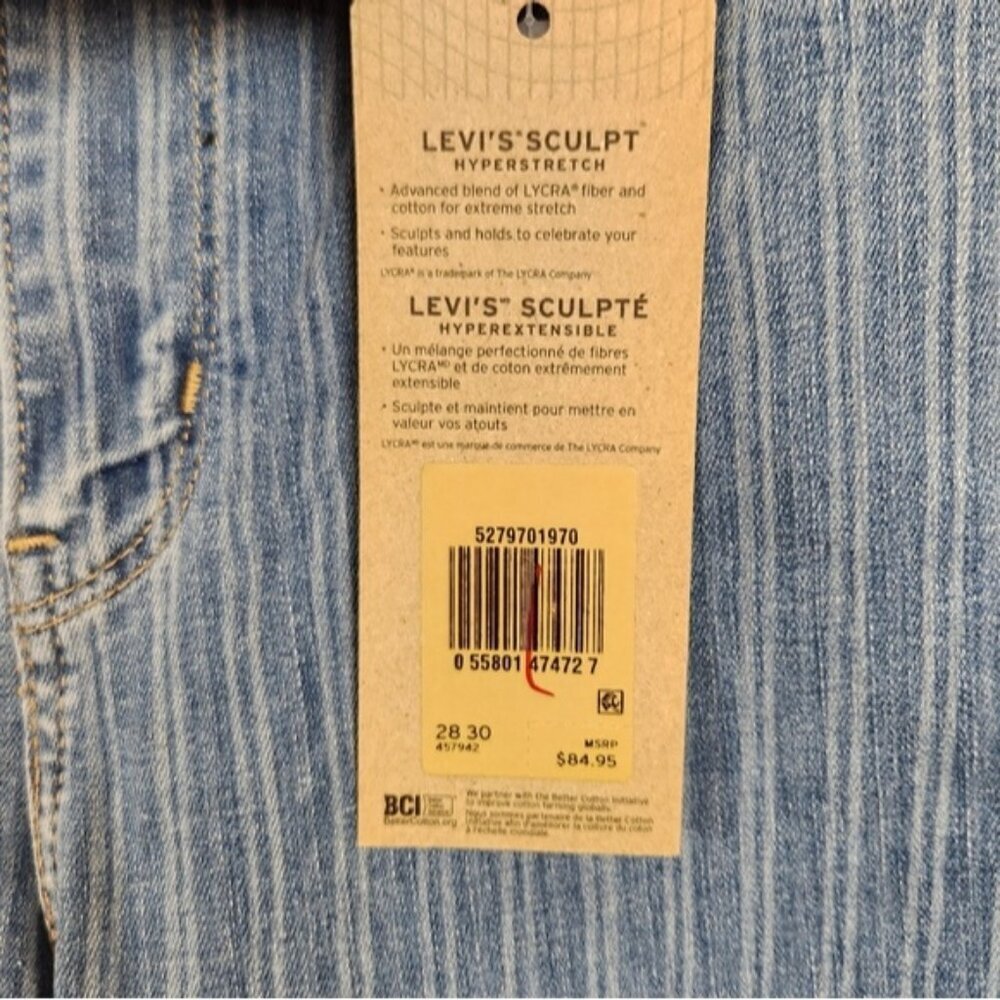 LEVI'S 720 High Rise Super Skinny Sapphire Stripe Jeans New NWT Size 28 Stretch - Picture 6 of 13